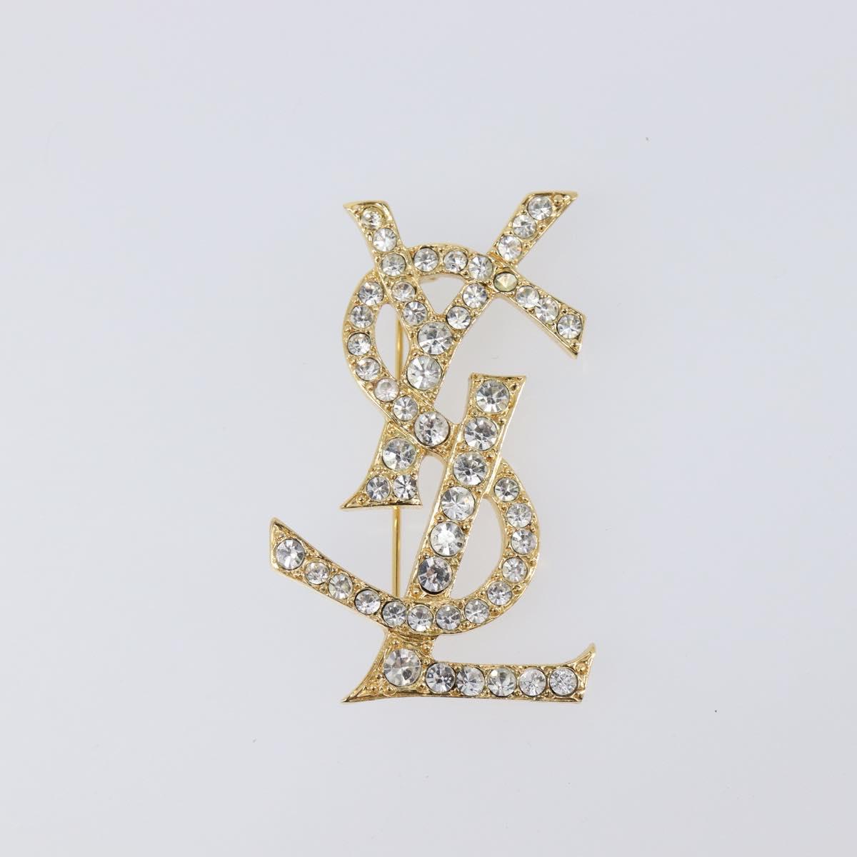 SAINT LAURENT Cassandra Brooch metal Gold Auth yk20754M