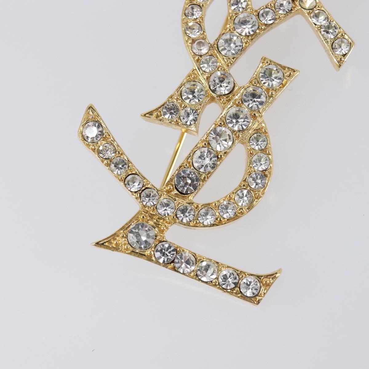 SAINT LAURENT Cassandra Brooch metal Gold Auth yk20754M