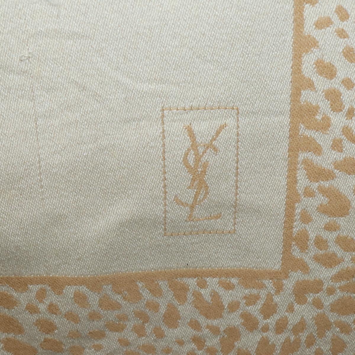 SAINT LAURENT Animal Pattern Stole Wool Beige Auth yk20756
