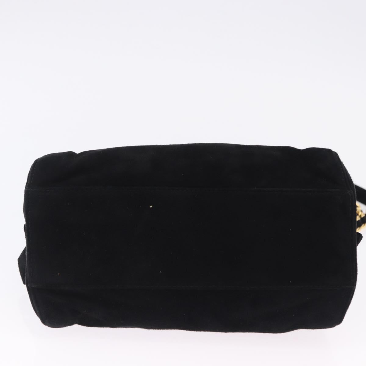 PRADA Chain Shoulder Bag Suede Black Gold Auth yk20760V