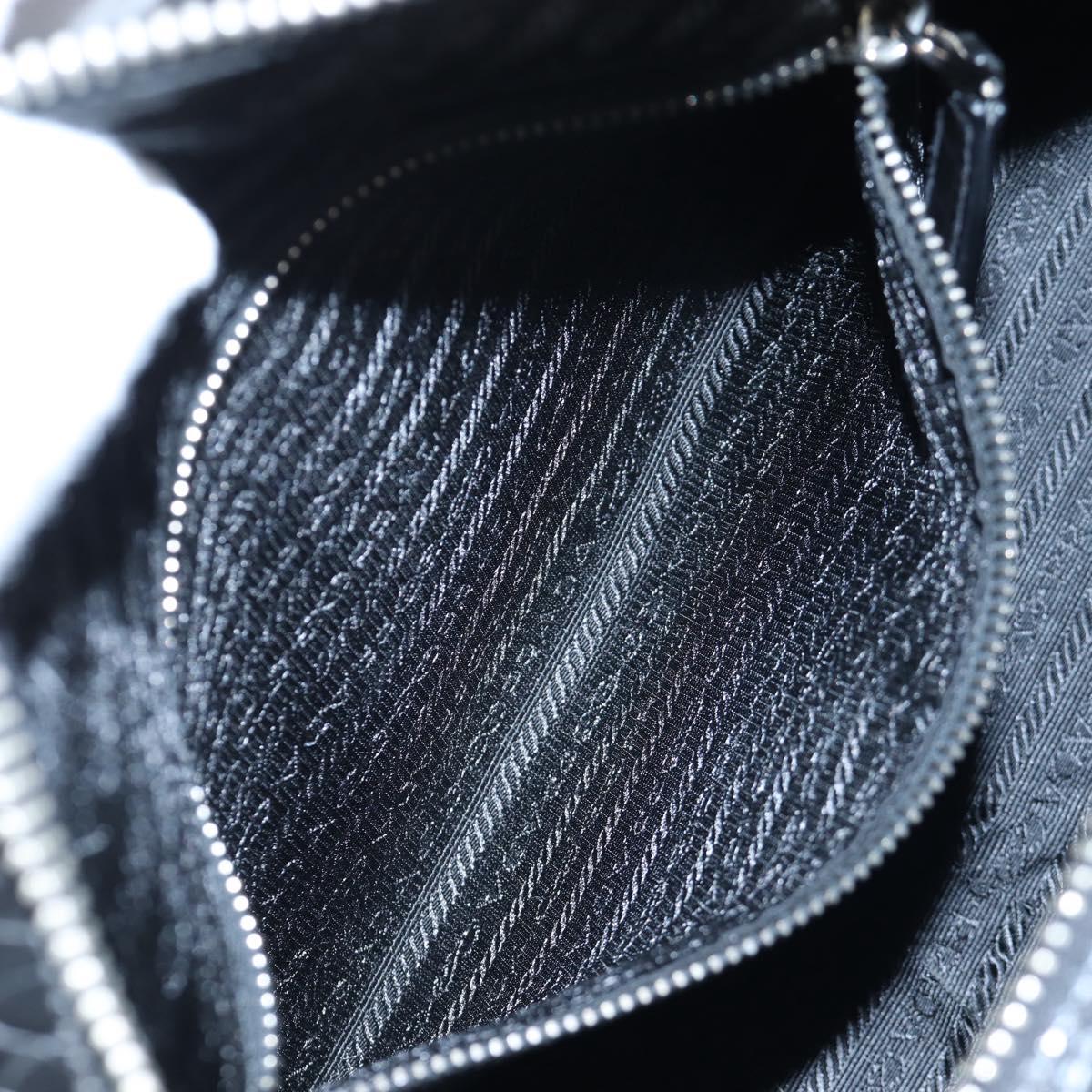 PRADA Hand Bag Embossed Leather Black Silver Auth yk20763SAM
