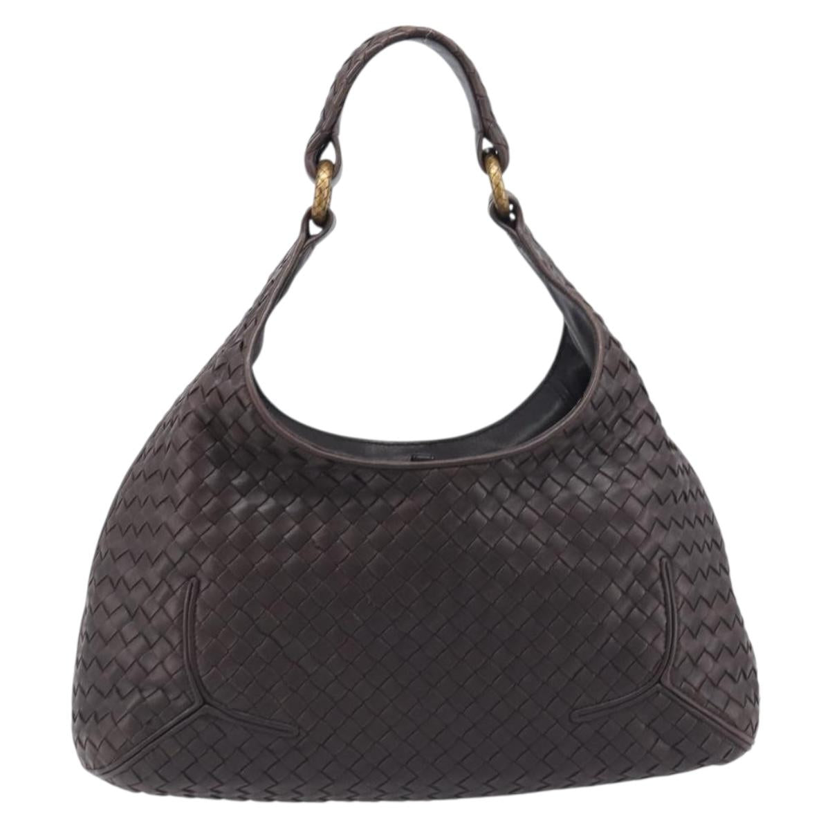 BOTTEGA VENETA INTRECCIATO Bag Leather Brown Gold 179197 Auth yk20766SAV