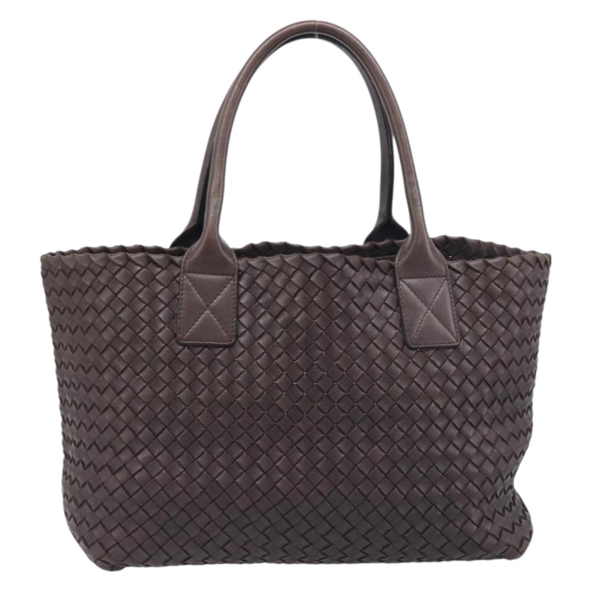 BOTTEGA VENETA INTRECCIATO Cabas PM Hand Bag Leather Brown 141498 Auth yk20767V