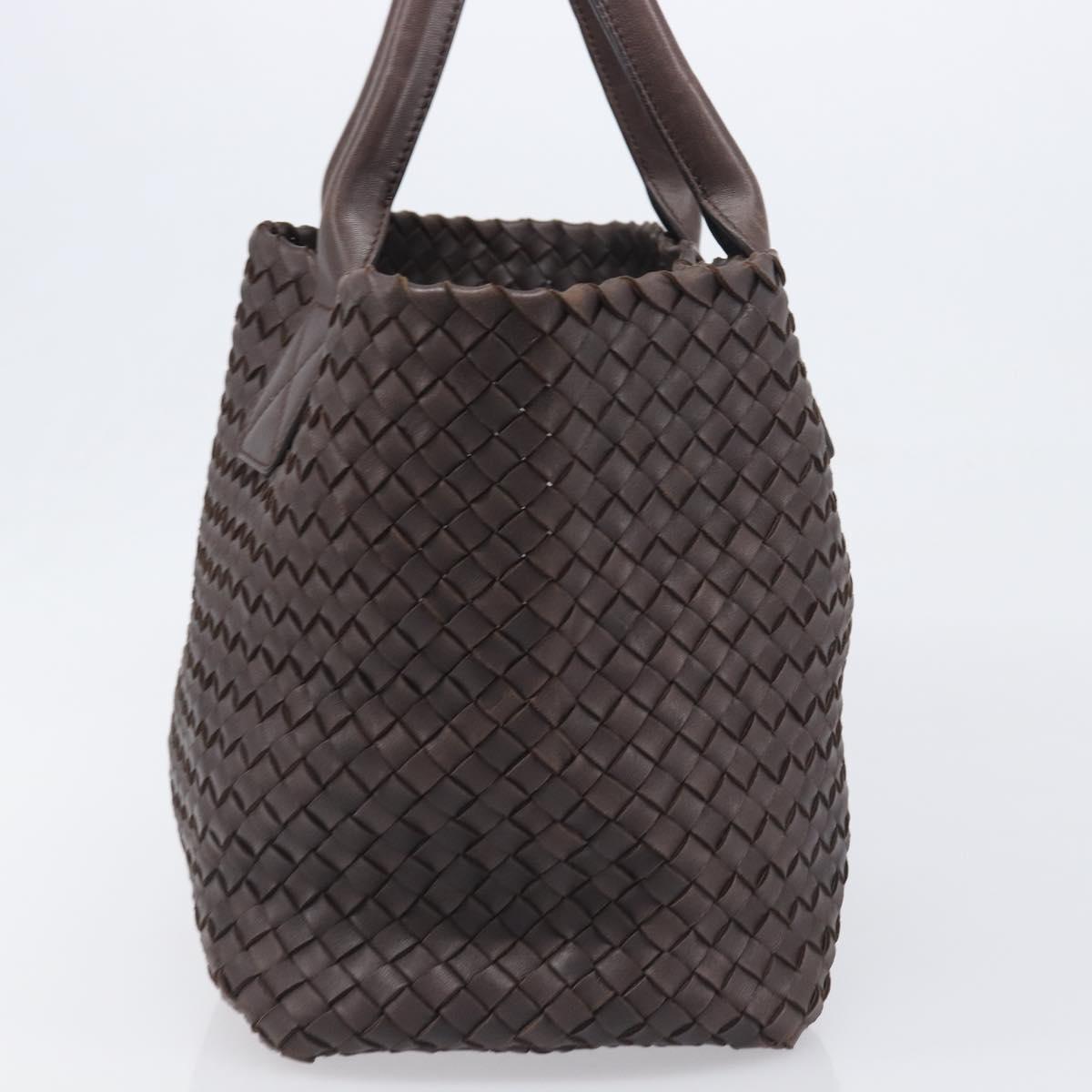 BOTTEGA VENETA INTRECCIATO Cabas PM Hand Bag Leather Brown 141498 Auth yk20767V