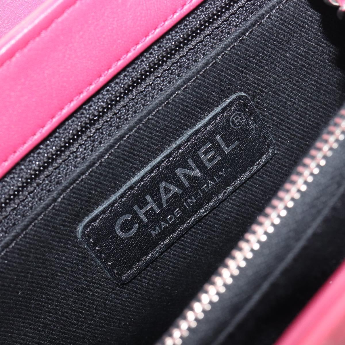 CHANEL Matelasse Chain Shoulder Bag Patent leather Pink Silver CC Auth yk20768V