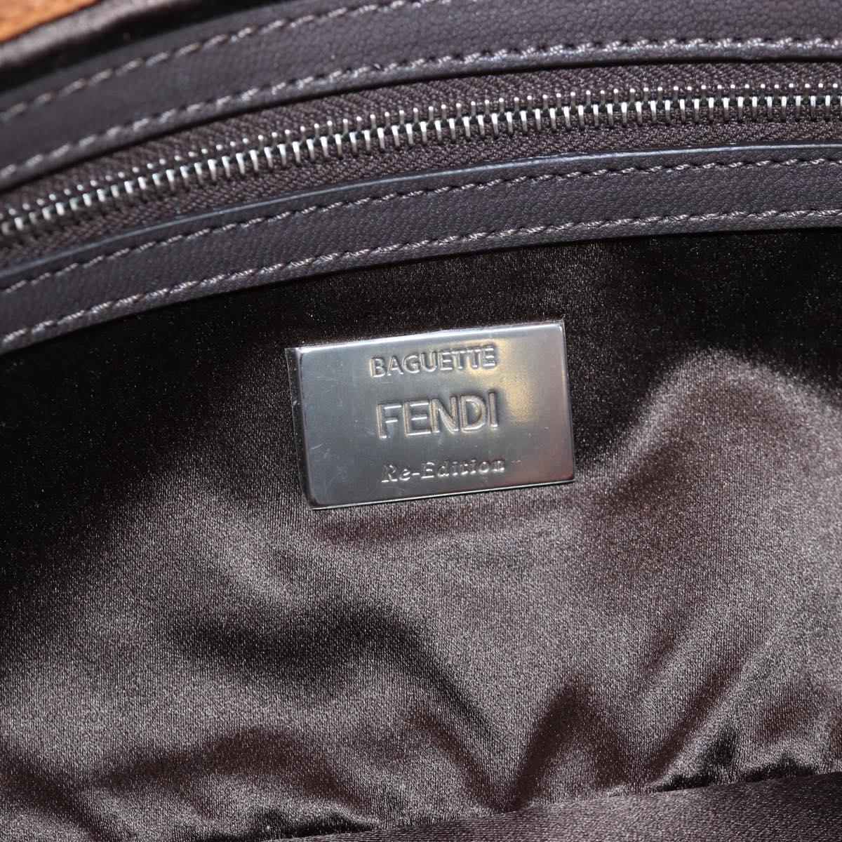 FENDI Leopard Pattern Mamma Baguette Bag Harako Leather 2way Auth yk20769SM