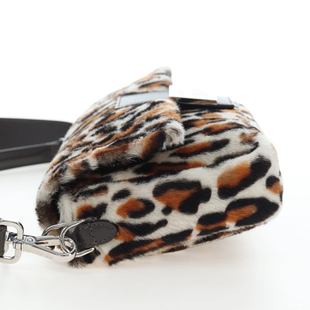 FENDI Leopard Pattern Mamma Baguette Bag Harako Leather 2way Auth yk20769SM