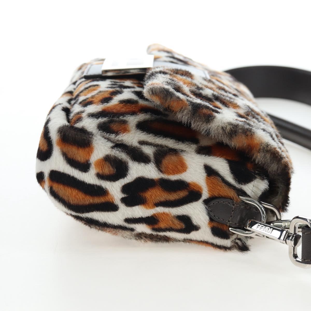FENDI Leopard Pattern Mamma Baguette Bag Harako Leather 2way Auth yk20769SM