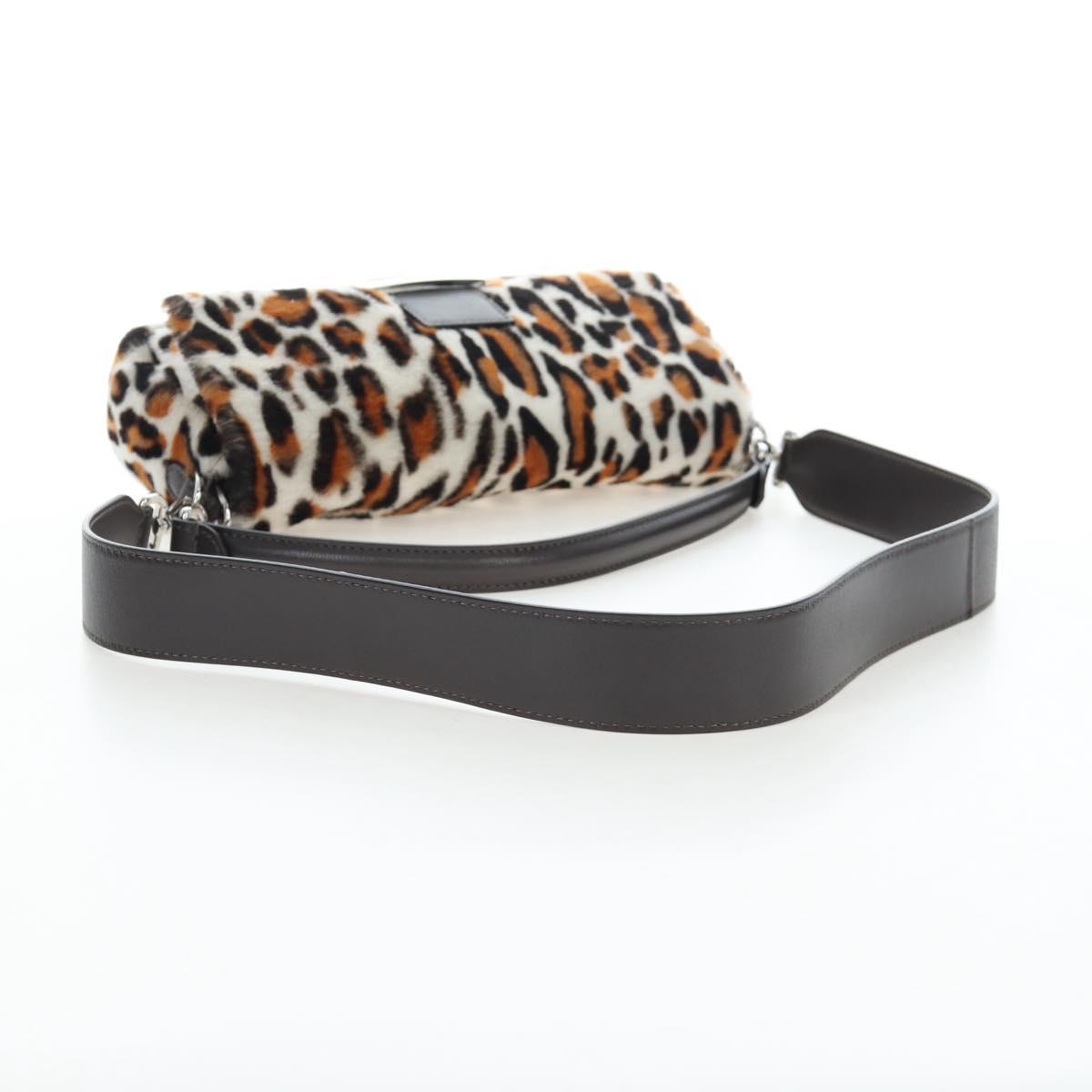 FENDI Leopard Pattern Mamma Baguette Bag Harako Leather 2way Auth yk20769SM