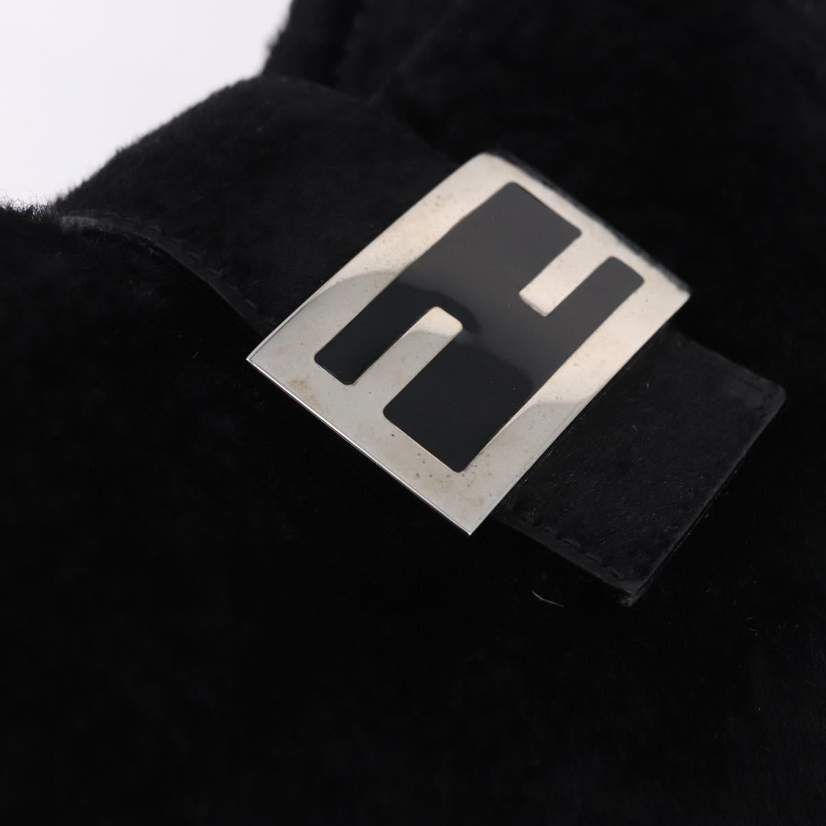 FENDI Mamma Baguette Hand Bag Harako leather Black Silver Auth yk20770A
