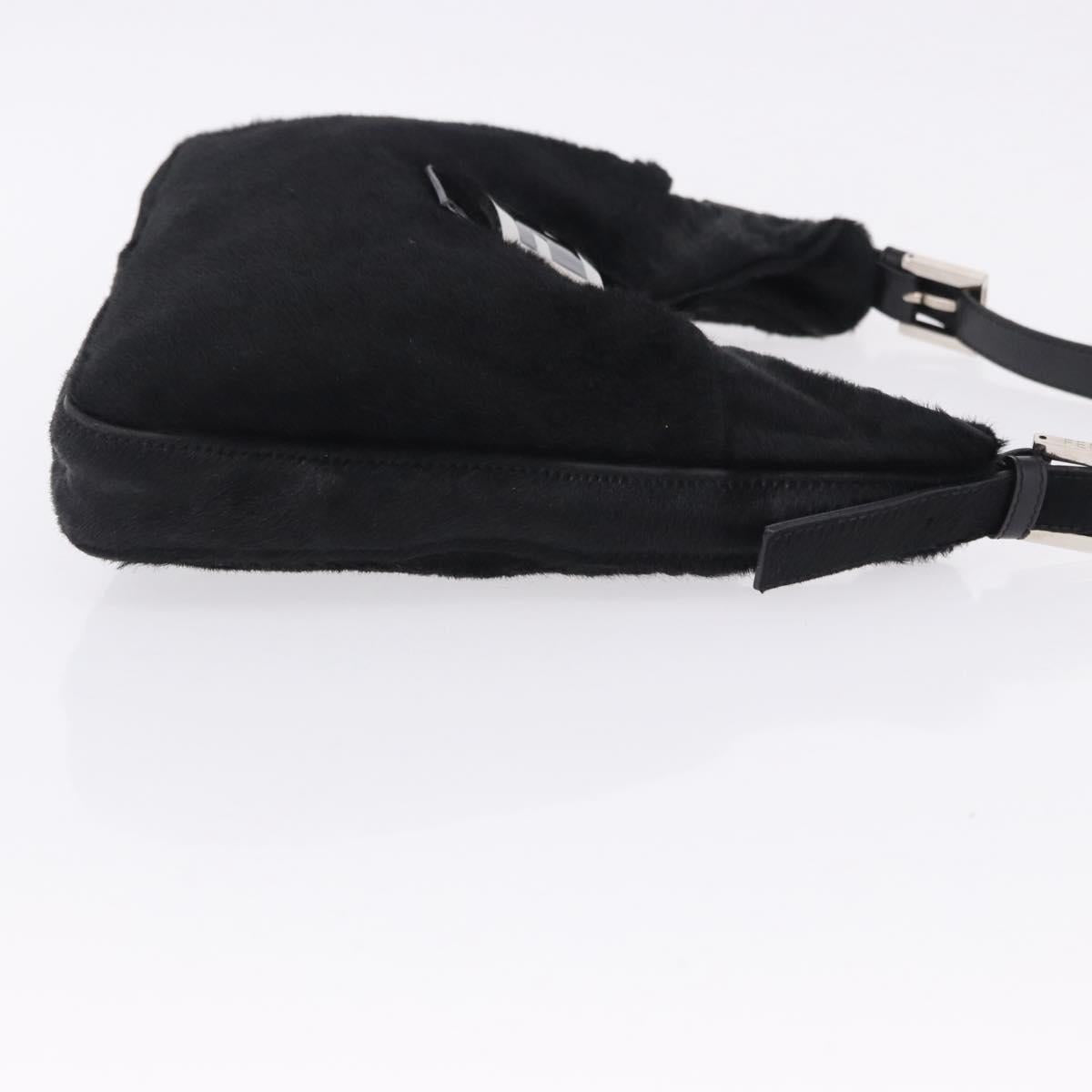 FENDI Mamma Baguette Hand Bag Harako leather Black Silver Auth yk20770A