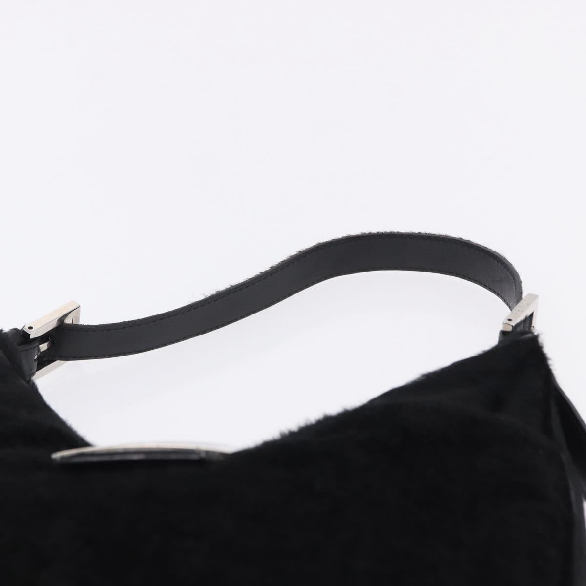 FENDI Mamma Baguette Hand Bag Harako leather Black Silver Auth yk20770A