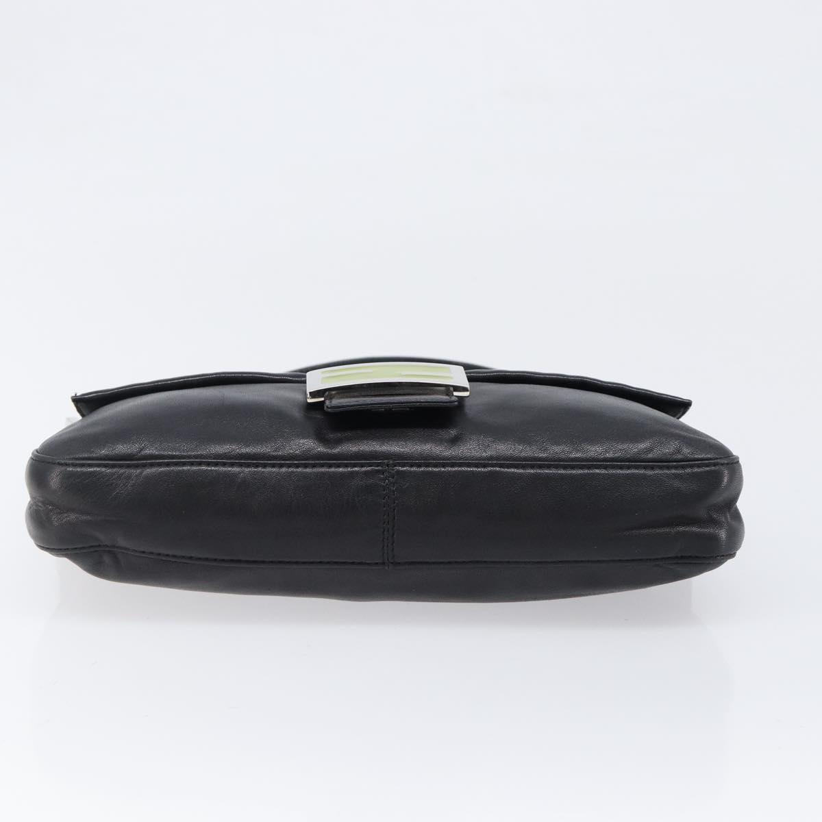 FENDI Mamma Baguette Shoulder Bag Leather Black Silver Auth yk20771SAM