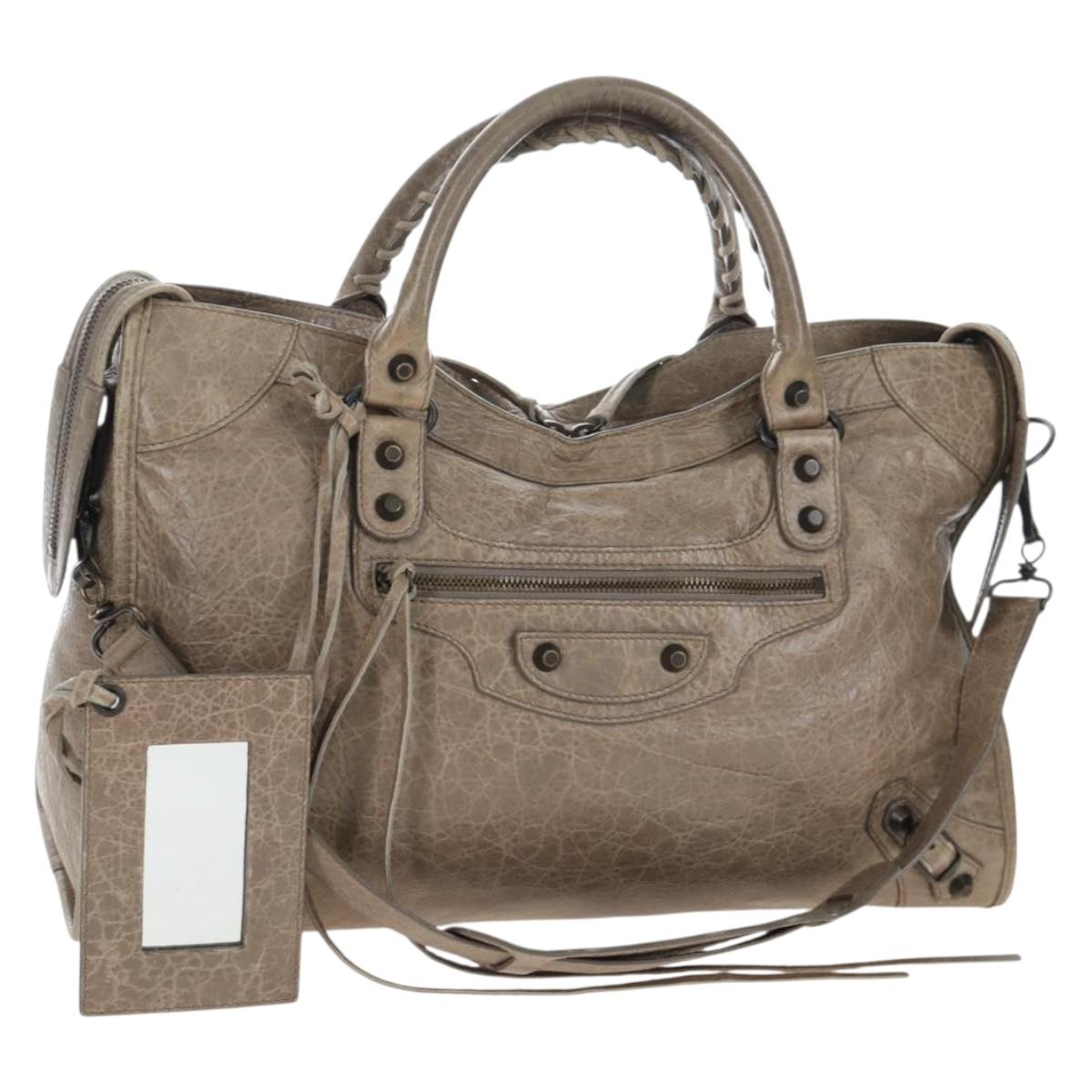 BALENCIAGA The City Hand Bag Leather Beige 115748 Auth yk20774M