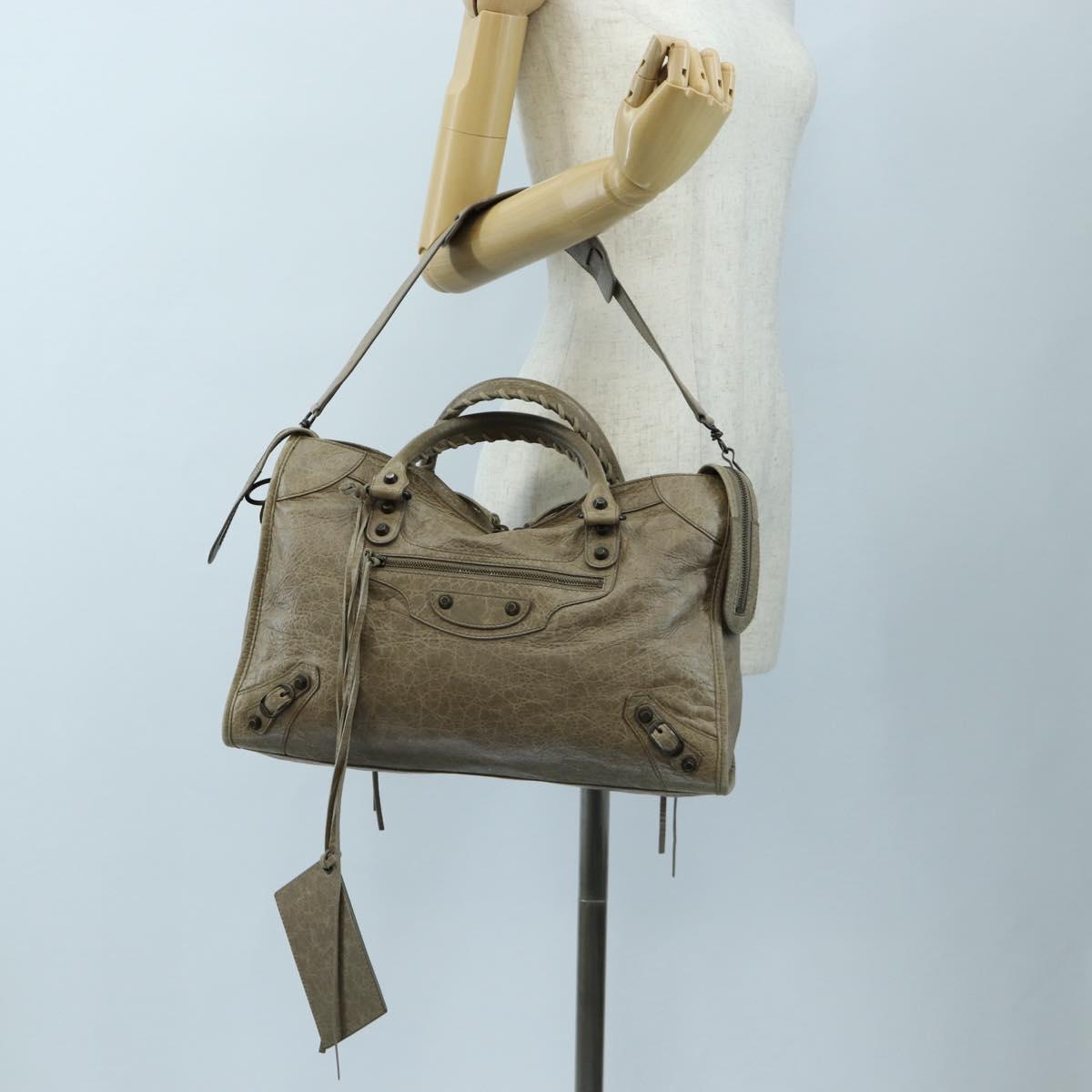 BALENCIAGA The City Hand Bag Leather Beige 115748 Auth yk20774M
