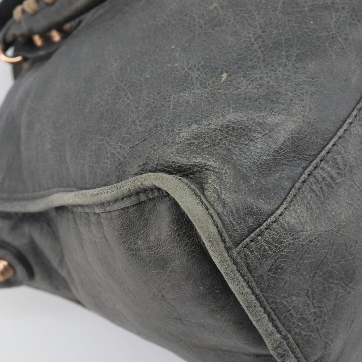 BALENCIAGA The City Hand Bag Leather 2way Gray Gold 281770 Auth yk20775M