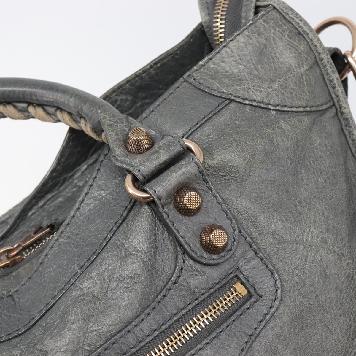 BALENCIAGA The City Hand Bag Leather 2way Gray Gold 281770 Auth yk20775M