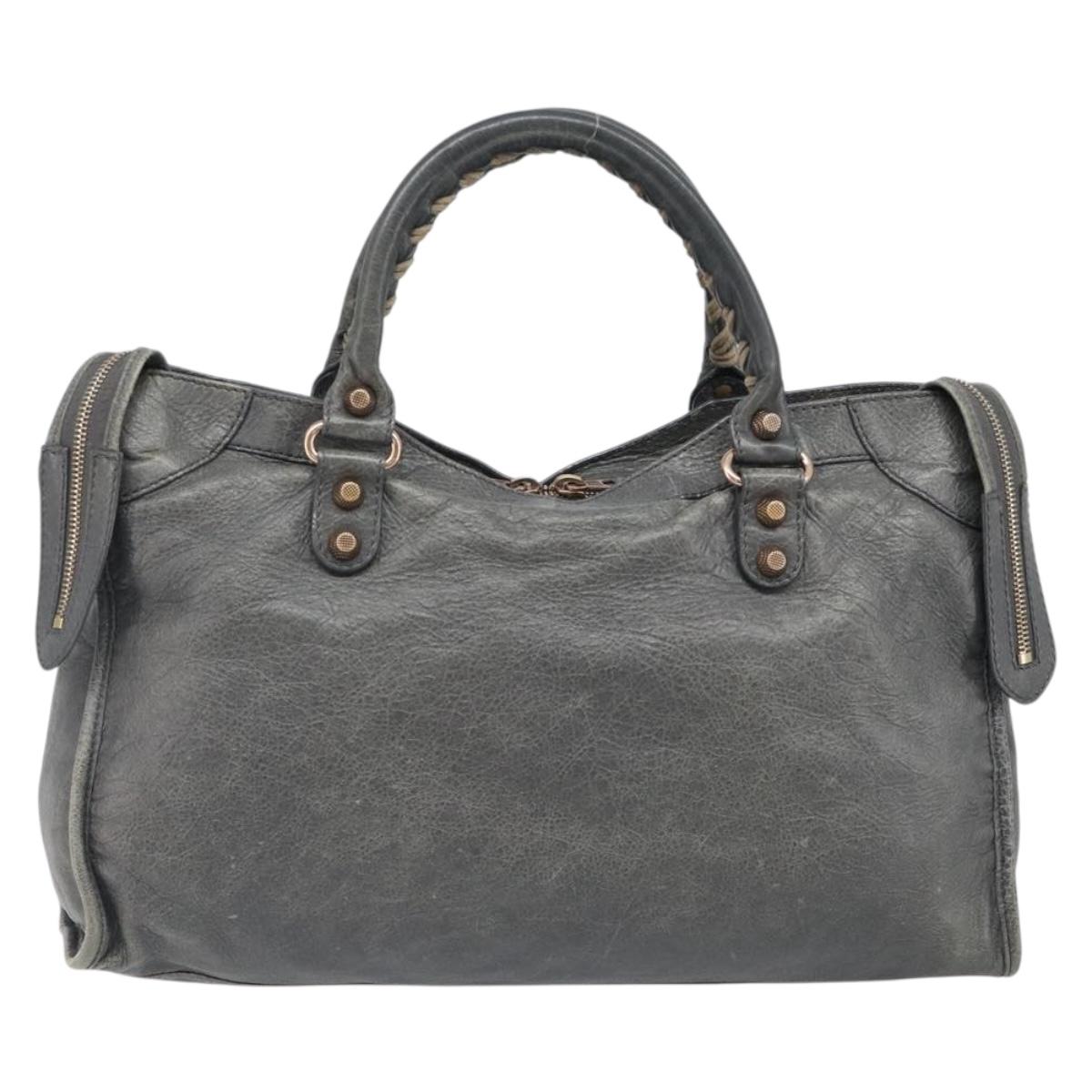 BALENCIAGA The City Hand Bag Leather 2way Gray Gold 281770 Auth yk20775M