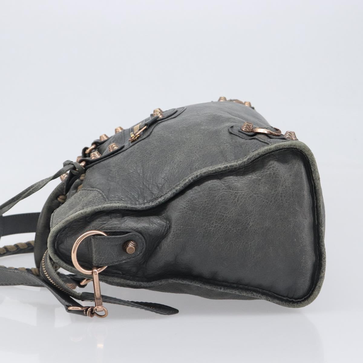 BALENCIAGA The City Hand Bag Leather 2way Gray Gold 281770 Auth yk20775M