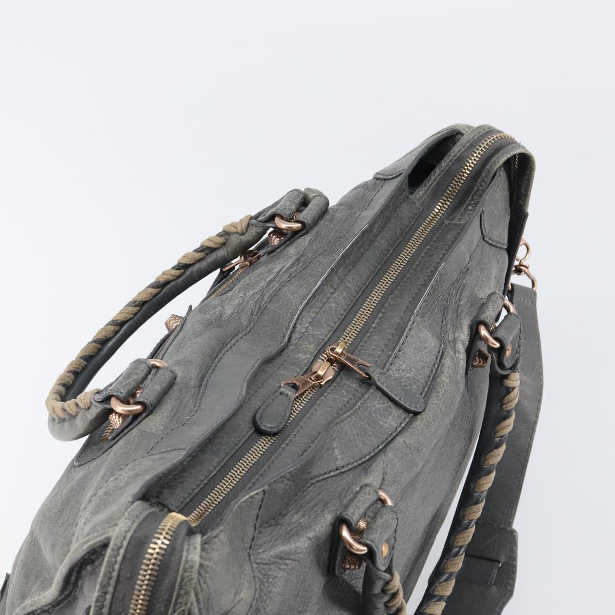 BALENCIAGA The City Hand Bag Leather 2way Gray Gold 281770 Auth yk20775M