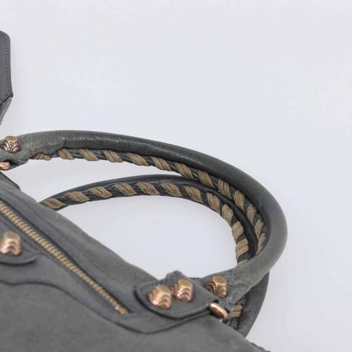 BALENCIAGA The City Hand Bag Leather 2way Gray Gold 281770 Auth yk20775M