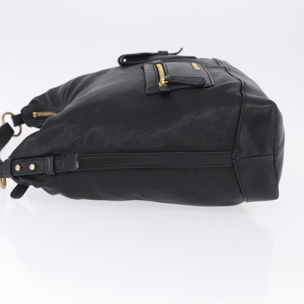 Miu Miu Shoulder Bag Leather Black Gold Auth yk20777M