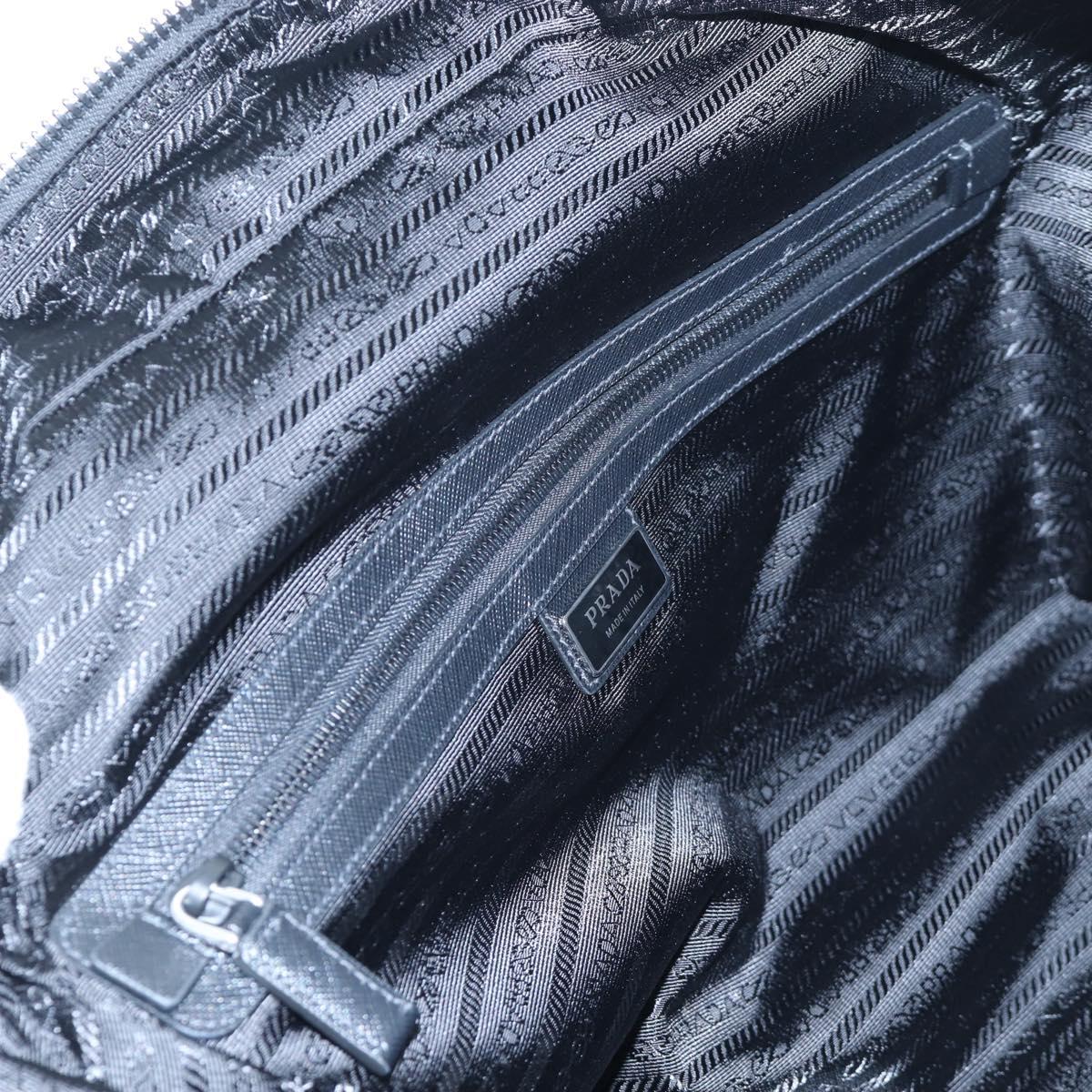 PRADA Boston Bag Nylon Leather 2way Black Silver 2VC007 Auth yk20779SAV