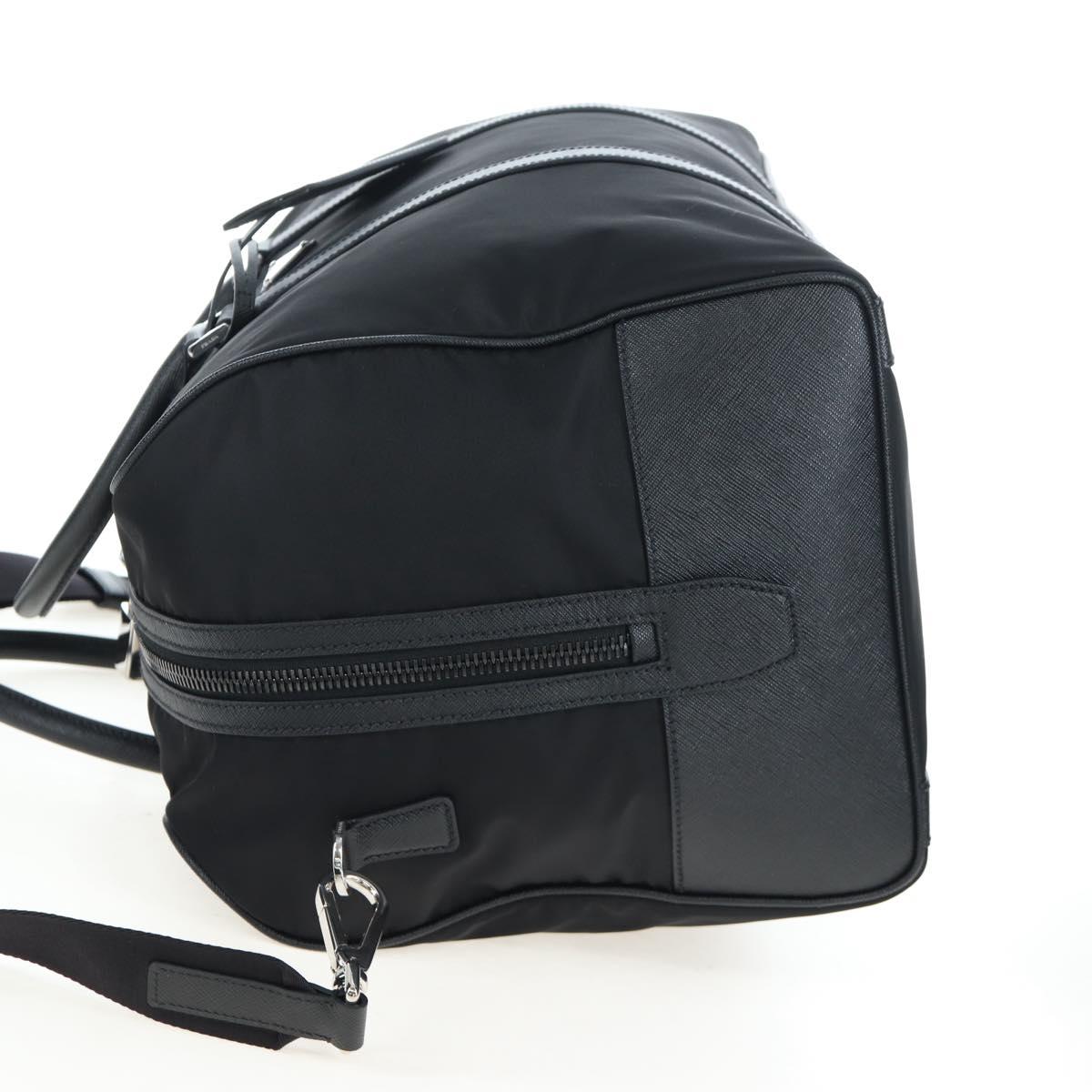 PRADA Boston Bag Nylon Leather 2way Black Silver 2VC007 Auth yk20779SAV