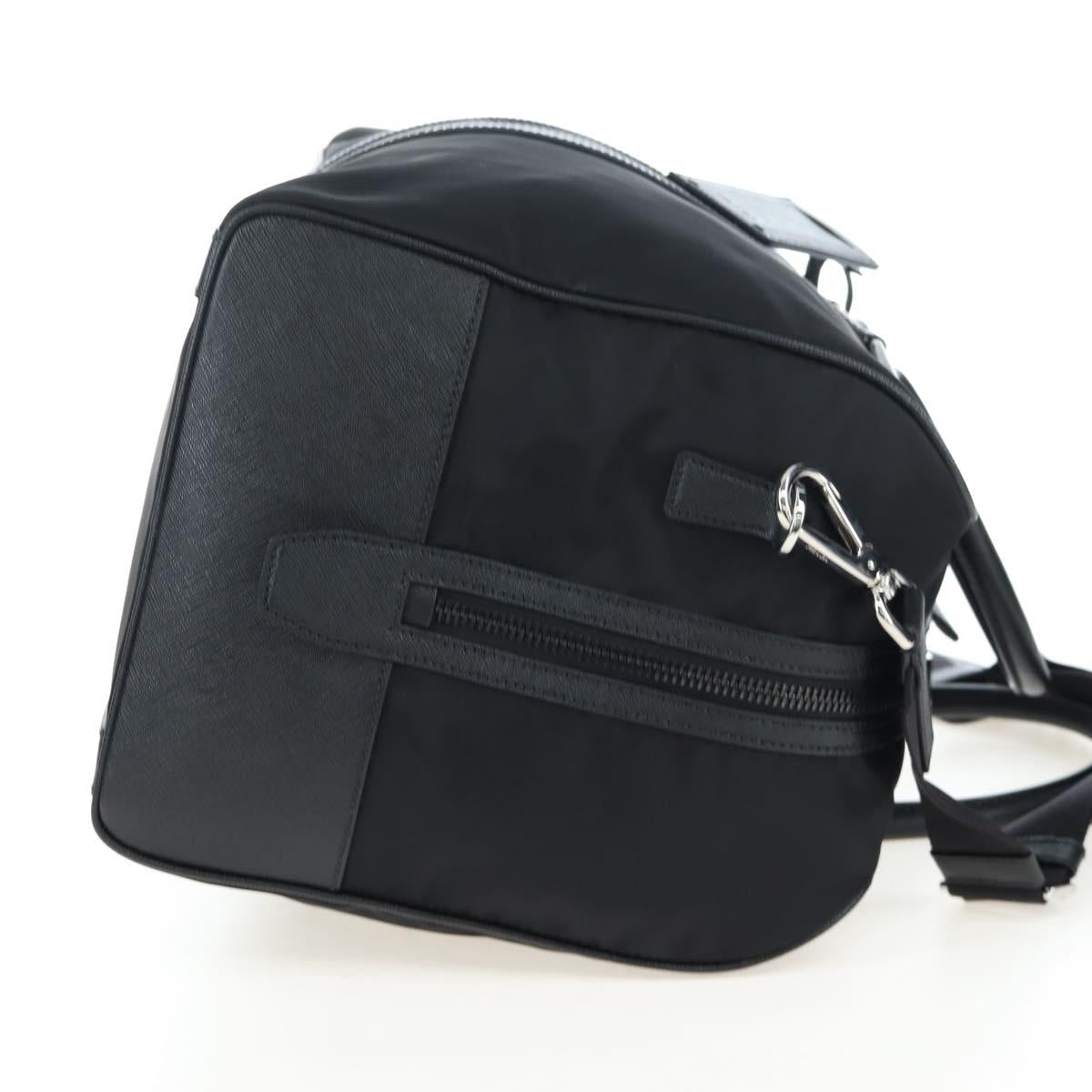 PRADA Boston Bag Nylon Leather 2way Black Silver 2VC007 Auth yk20779SAV