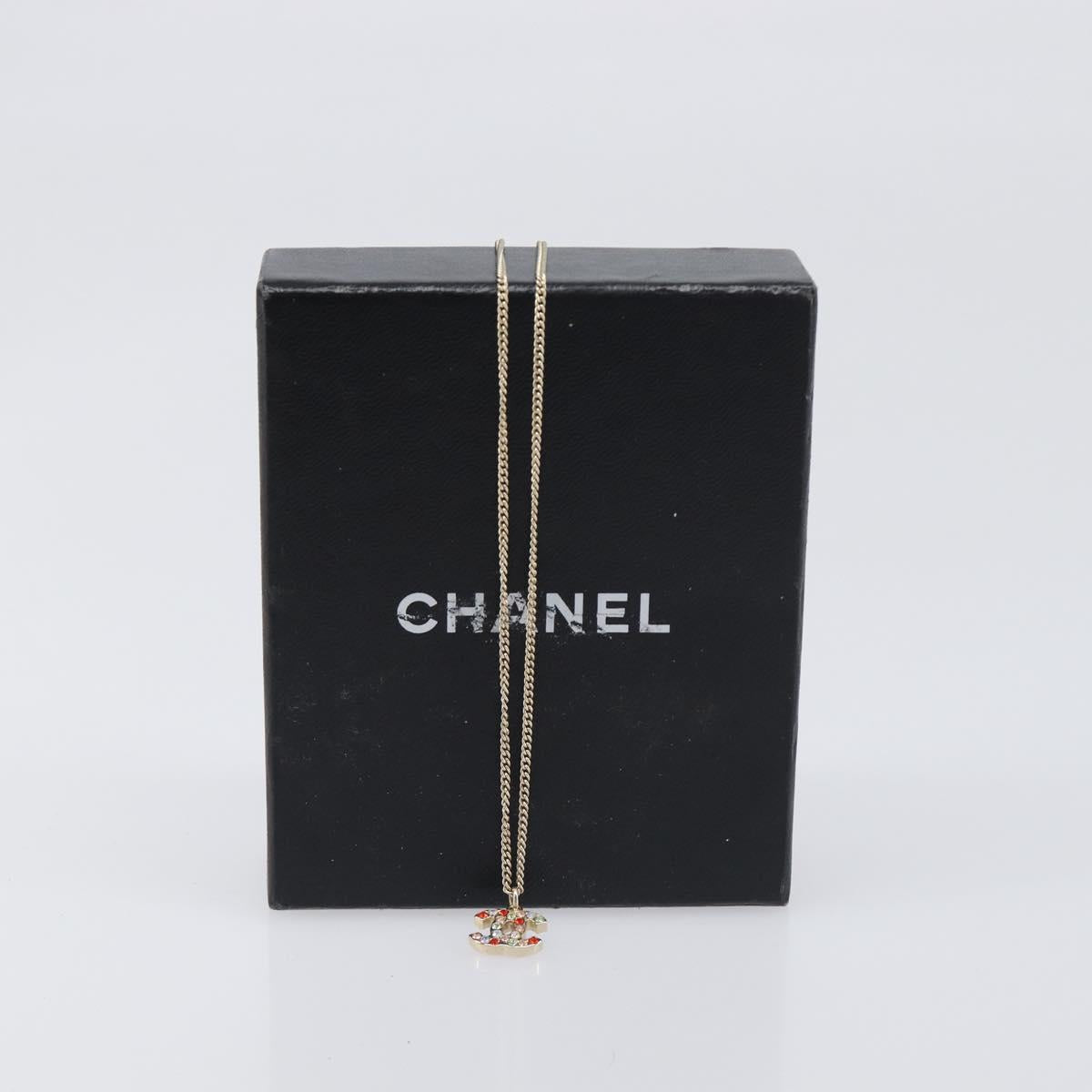 CHANEL COCO Mark Stone Necklace metal Multicolor CC Auth yk20780M