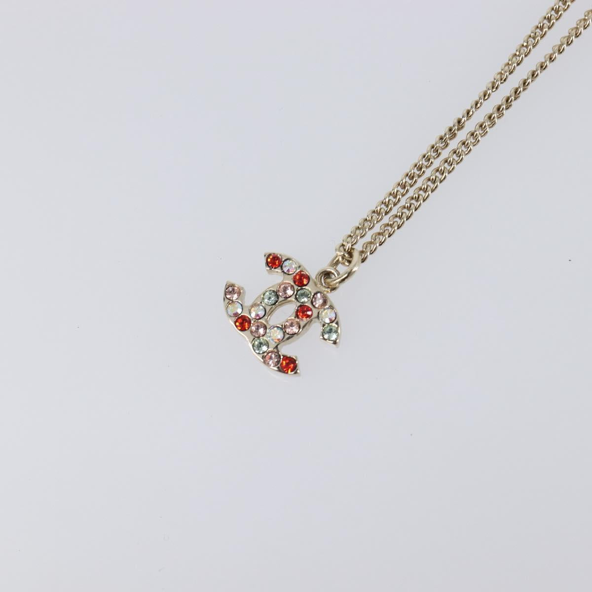 CHANEL COCO Mark Stone Necklace metal Multicolor CC Auth yk20780M