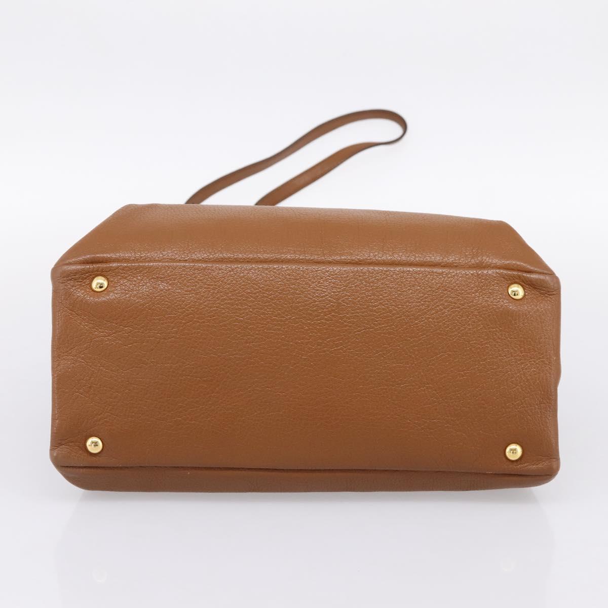 Miu Miu Hand Bag Leather 2way Brown Gold Auth yk20781M