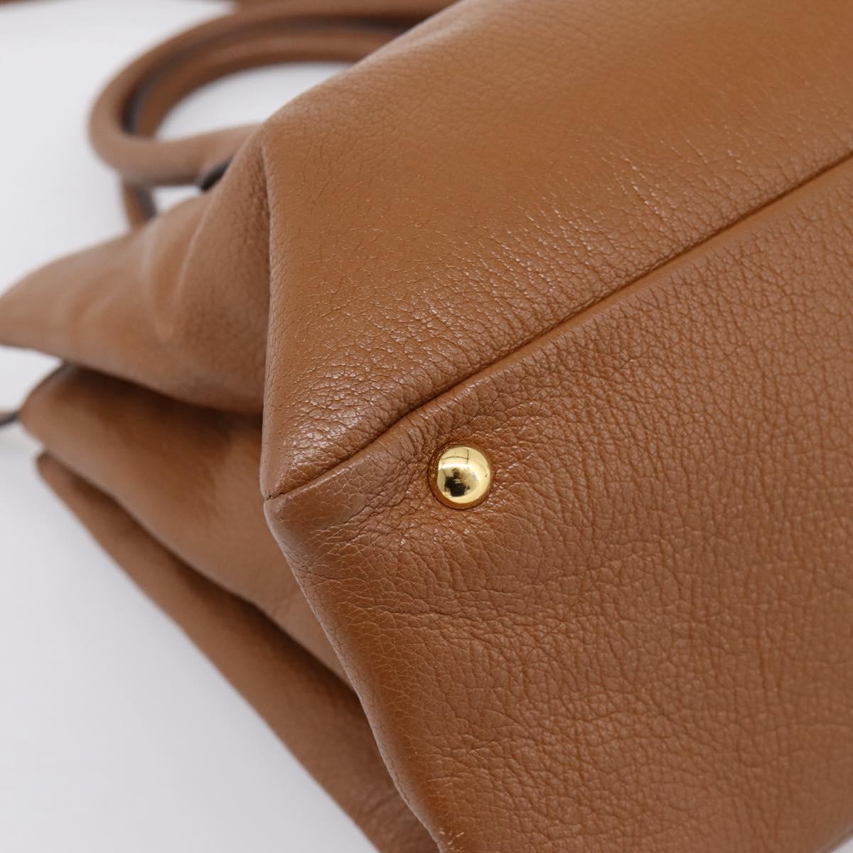 Miu Miu Hand Bag Leather 2way Brown Gold Auth yk20781M