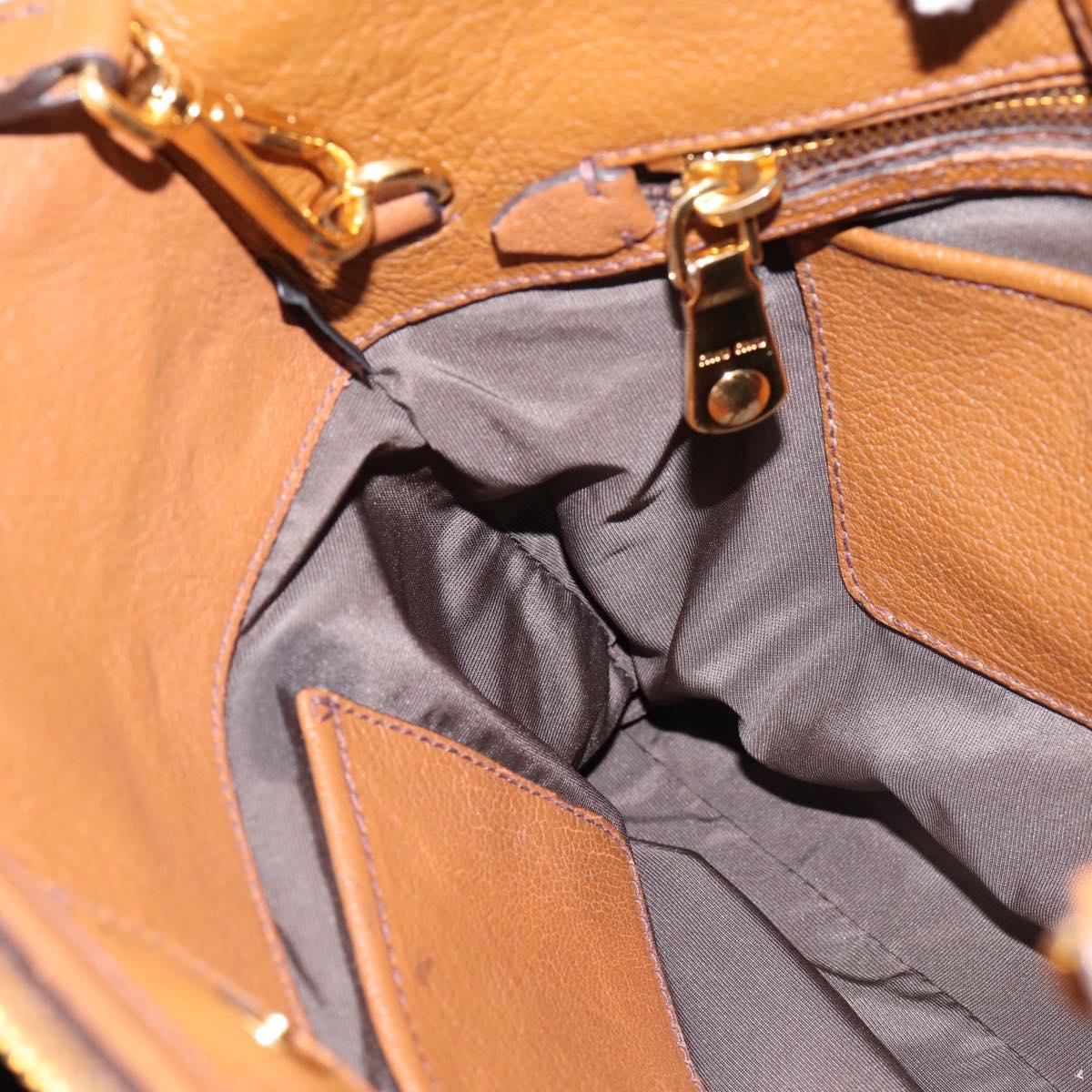Miu Miu Hand Bag Leather 2way Brown Gold Auth yk20781M