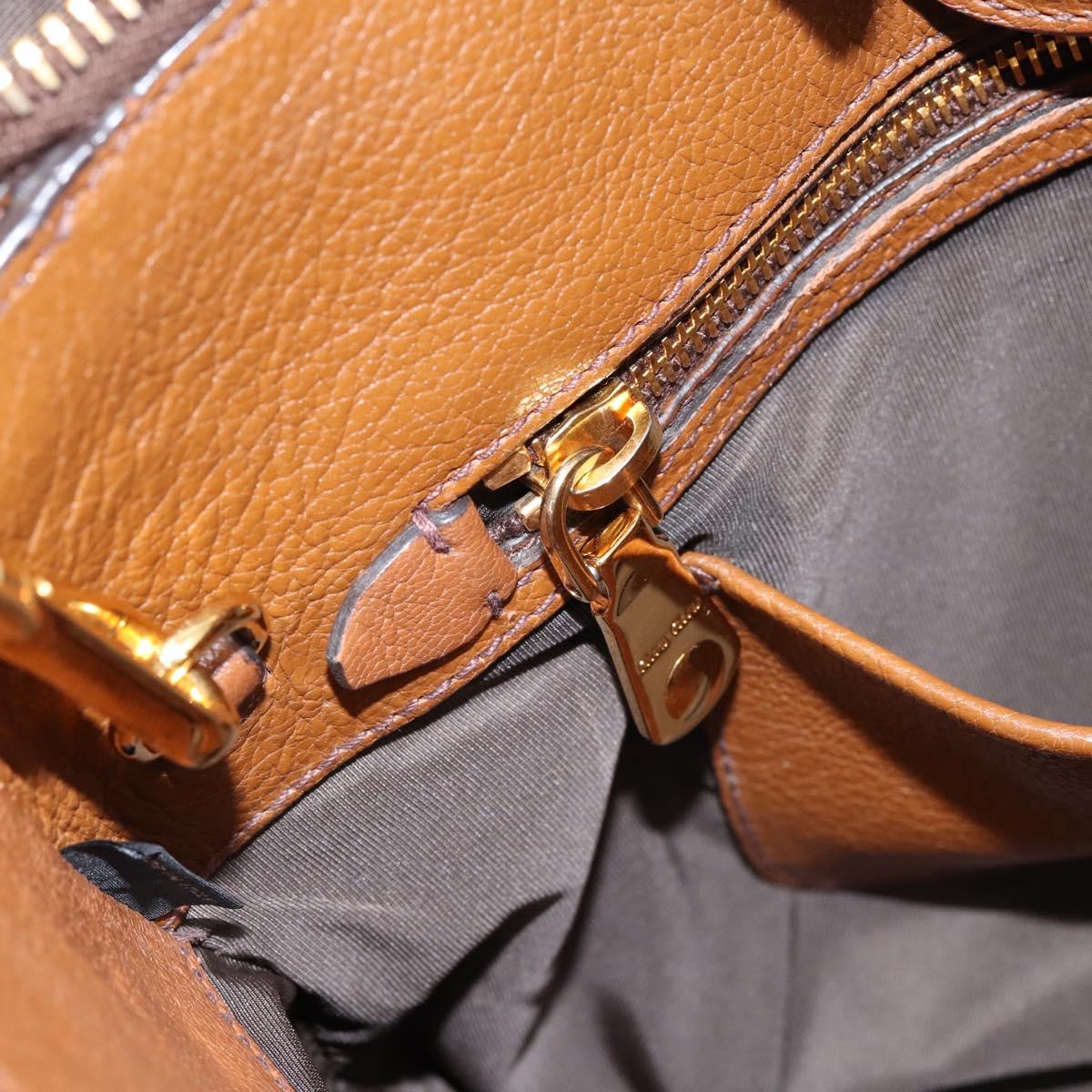Miu Miu Hand Bag Leather 2way Brown Gold Auth yk20781M
