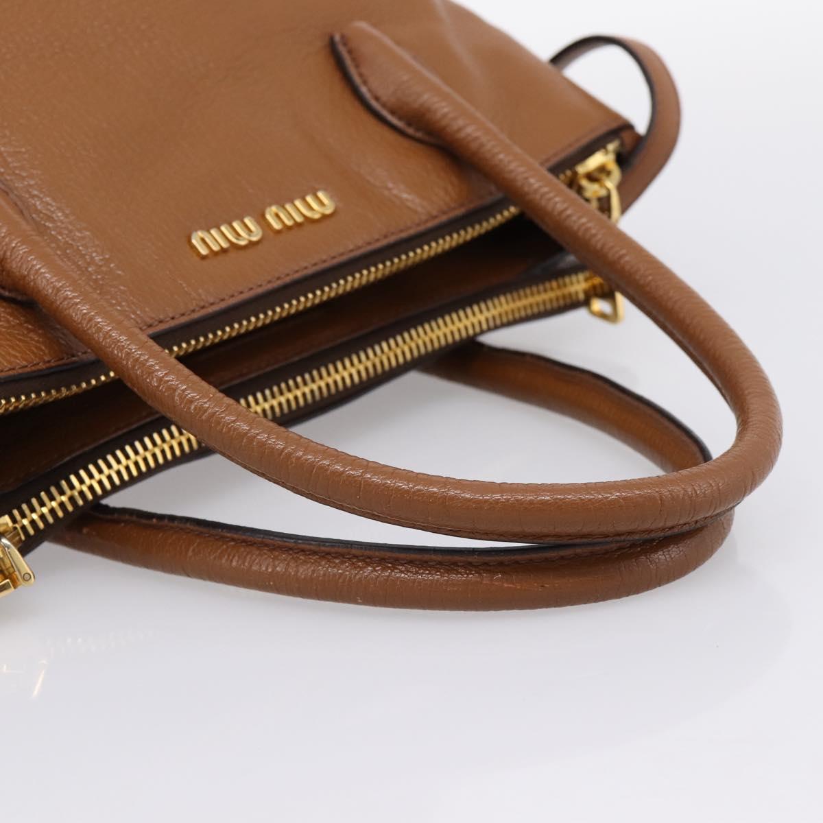 Miu Miu Hand Bag Leather 2way Brown Gold Auth yk20781M