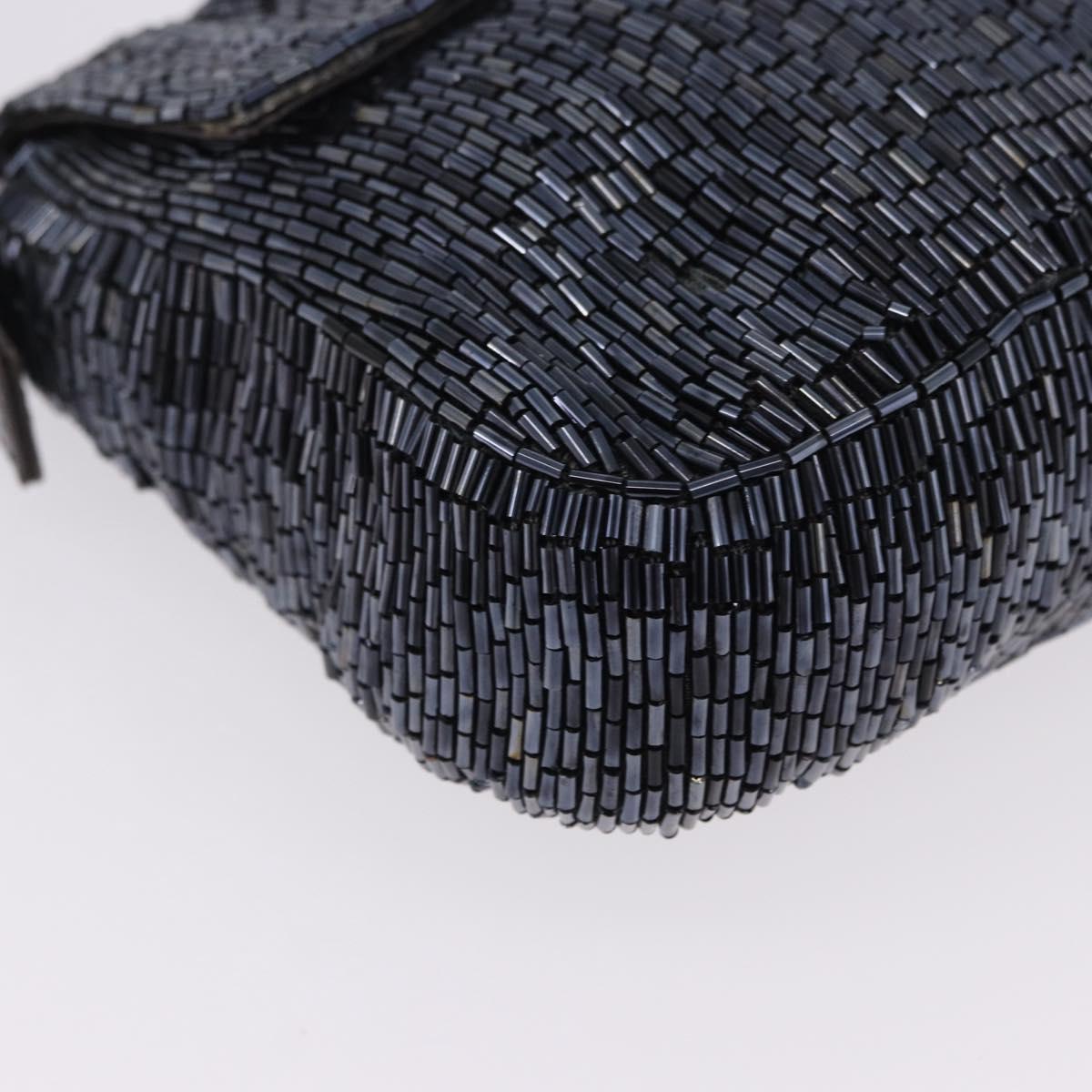 FENDI Mamma Baguette Shoulder Bag beads Navy Silver Auth yk20785SAM