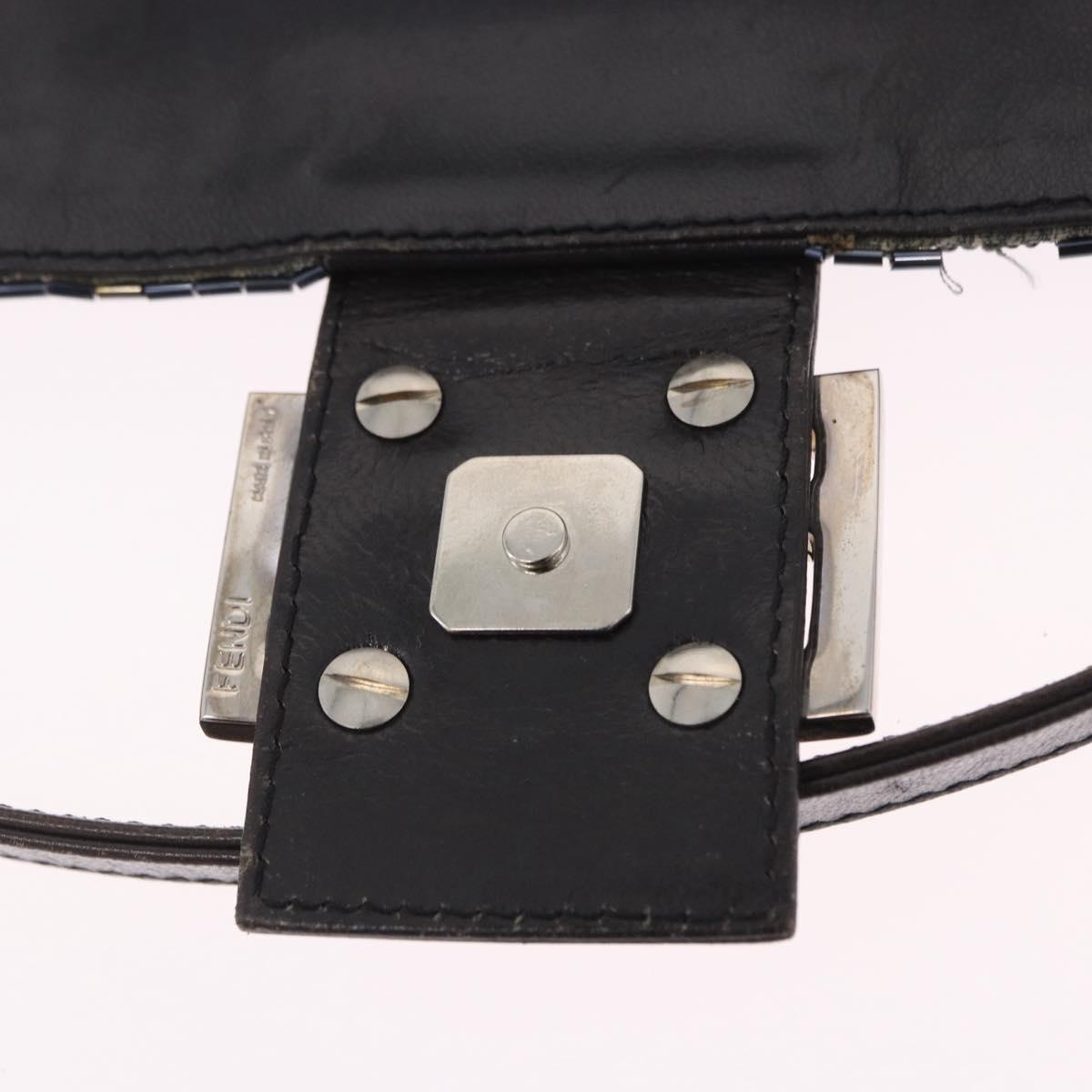 FENDI Mamma Baguette Shoulder Bag beads Navy Silver Auth yk20785SAM