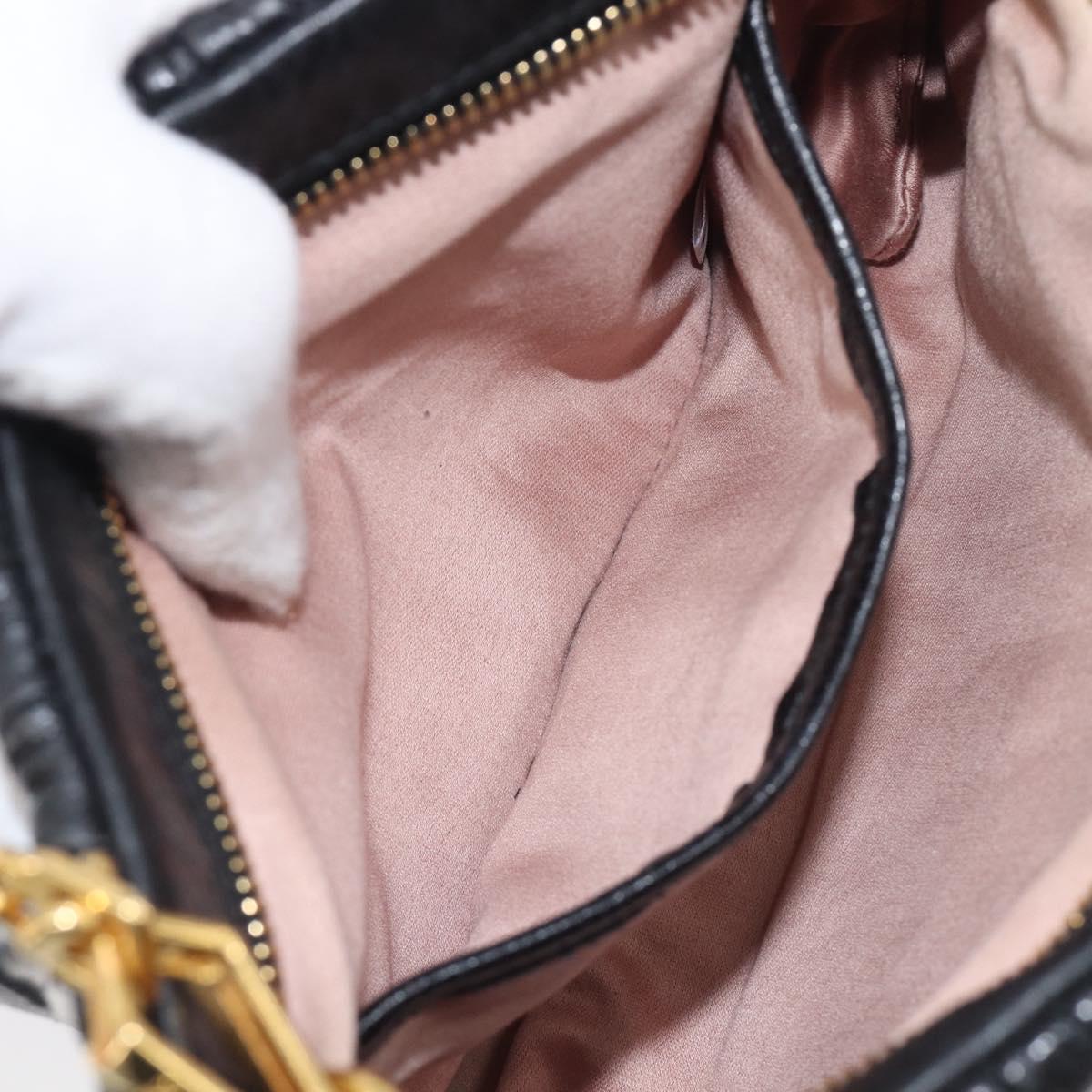 Miu Miu Matelasse Shoulder Bag Leather Black Gold Auth yk20786M