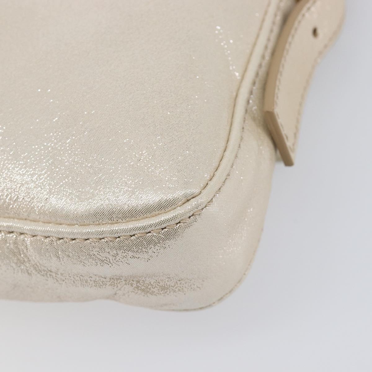 FENDI Rhinestone Mamma Baguette Shoulder Bag Leather Gold Tone Auth yk20787SM