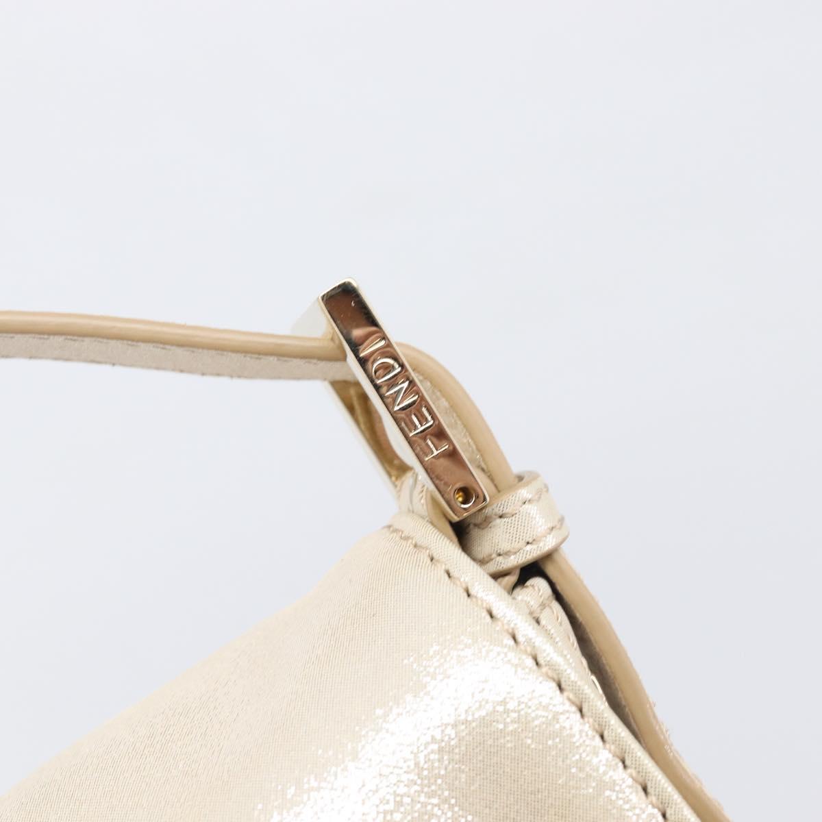 FENDI Rhinestone Mamma Baguette Shoulder Bag Leather Gold Tone Auth yk20787SM