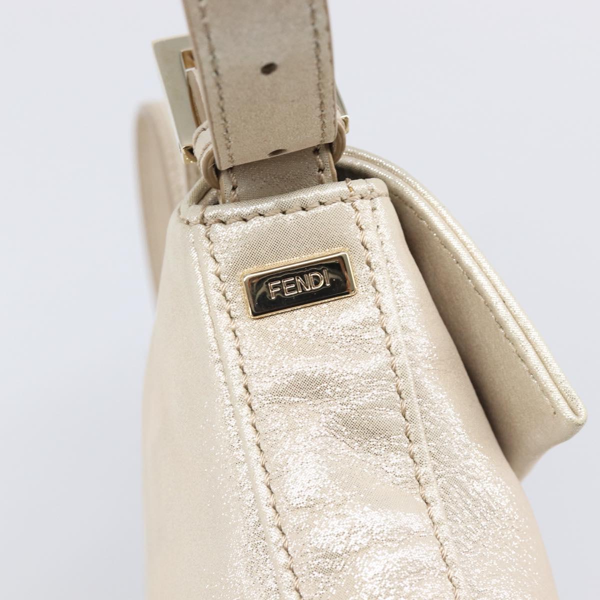FENDI Rhinestone Mamma Baguette Shoulder Bag Leather Gold Tone Auth yk20787SM