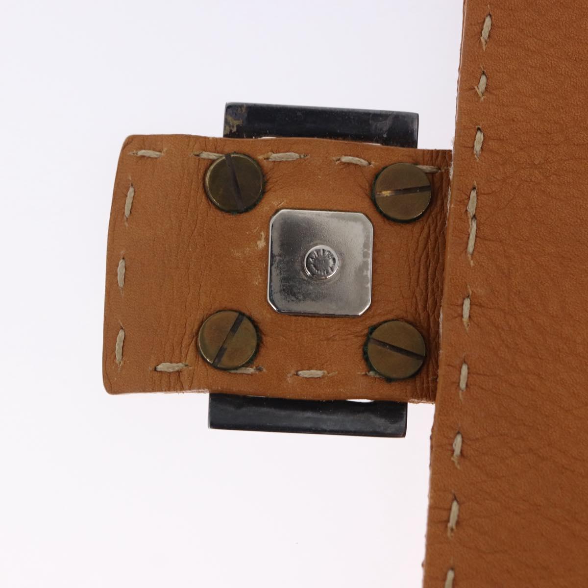 FENDI Selleria Mamma Baguette Shoulder Bag Leather Brown Silver Auth yk20788SAM