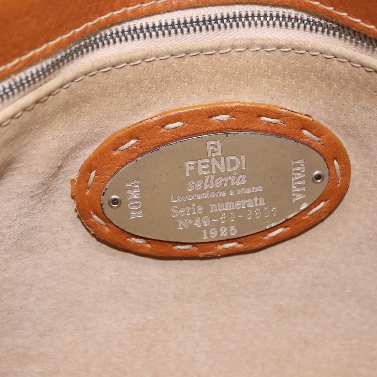 FENDI Selleria Mamma Baguette Shoulder Bag Leather Brown Silver Auth yk20788SAM