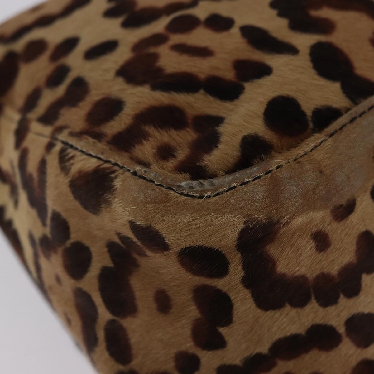 FENDI Leopard Pattern Mamma Baguette Bag Harako Leather Brown Auth yk20789SAM