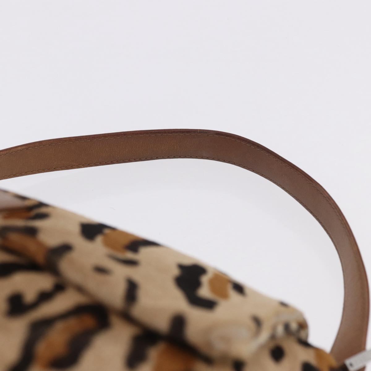 FENDI Leopard Pattern Mamma Baguette Bag Harako Leather Brown Auth yk20790SAM