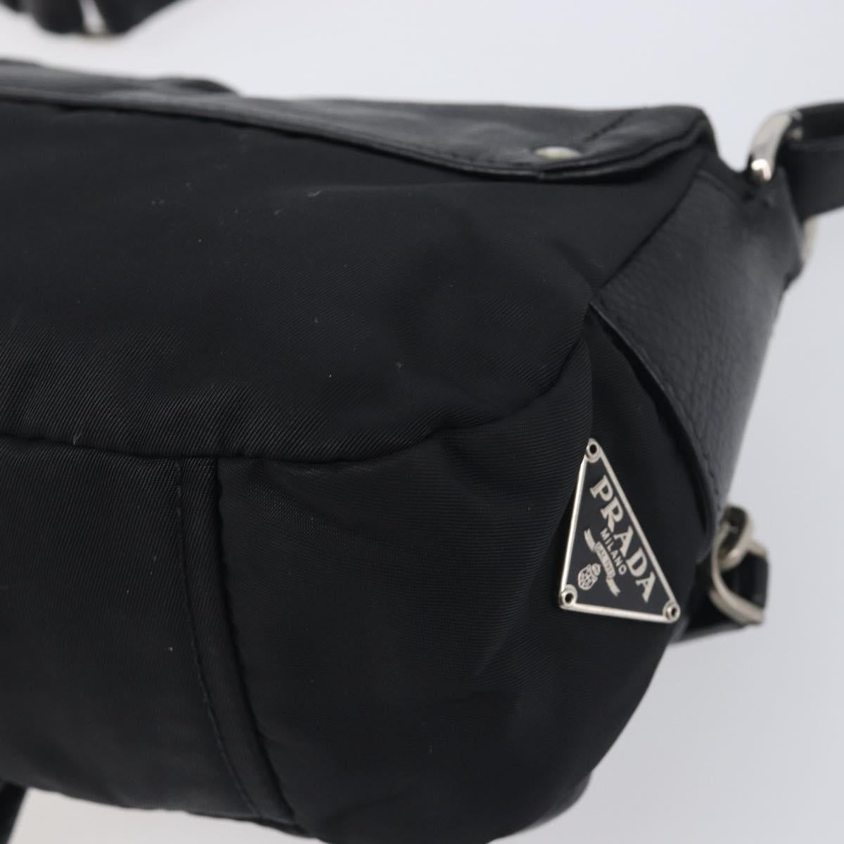 PRADA Hand Bag Nylon Black Silver Auth yk20793V