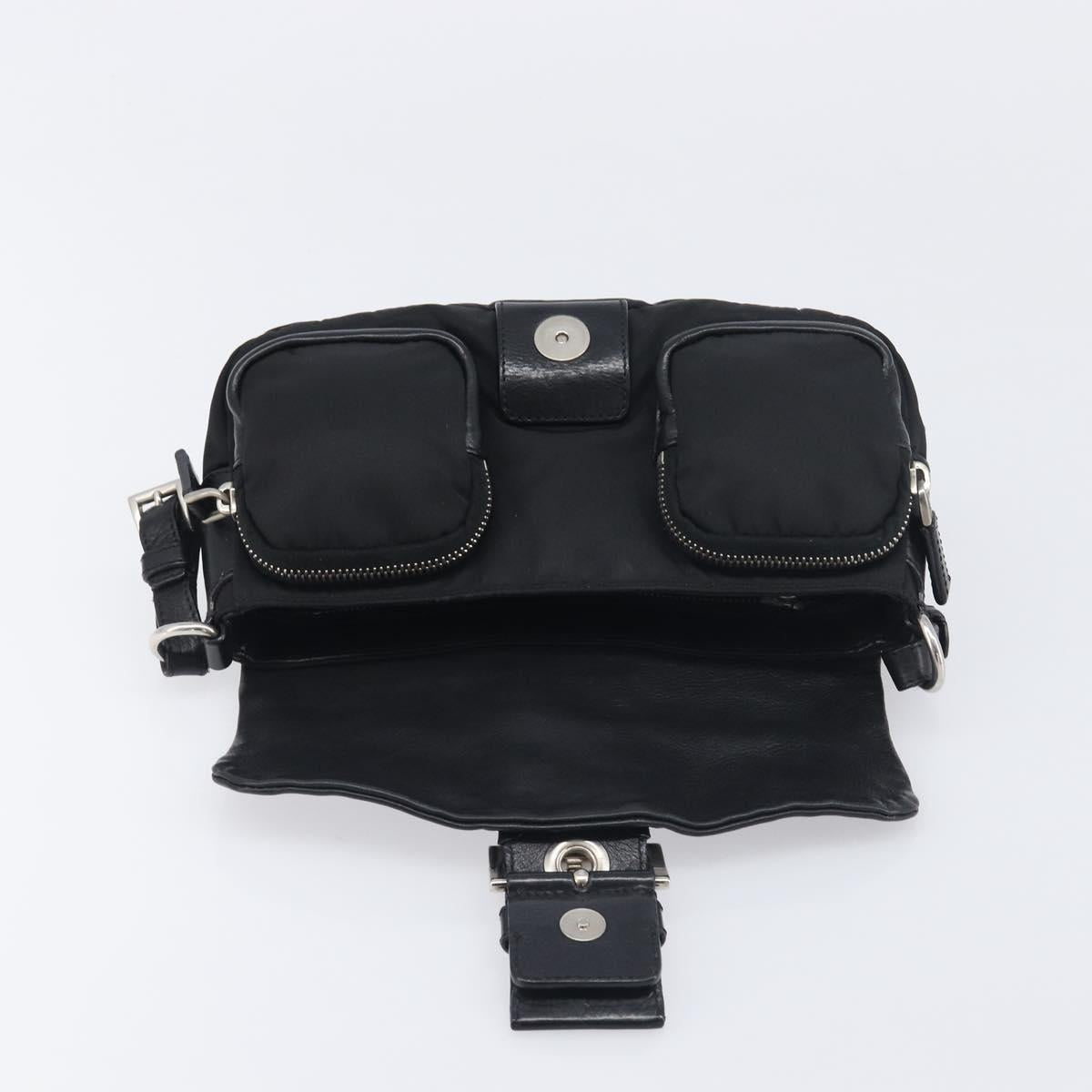 PRADA Hand Bag Nylon Black Silver Auth yk20793V