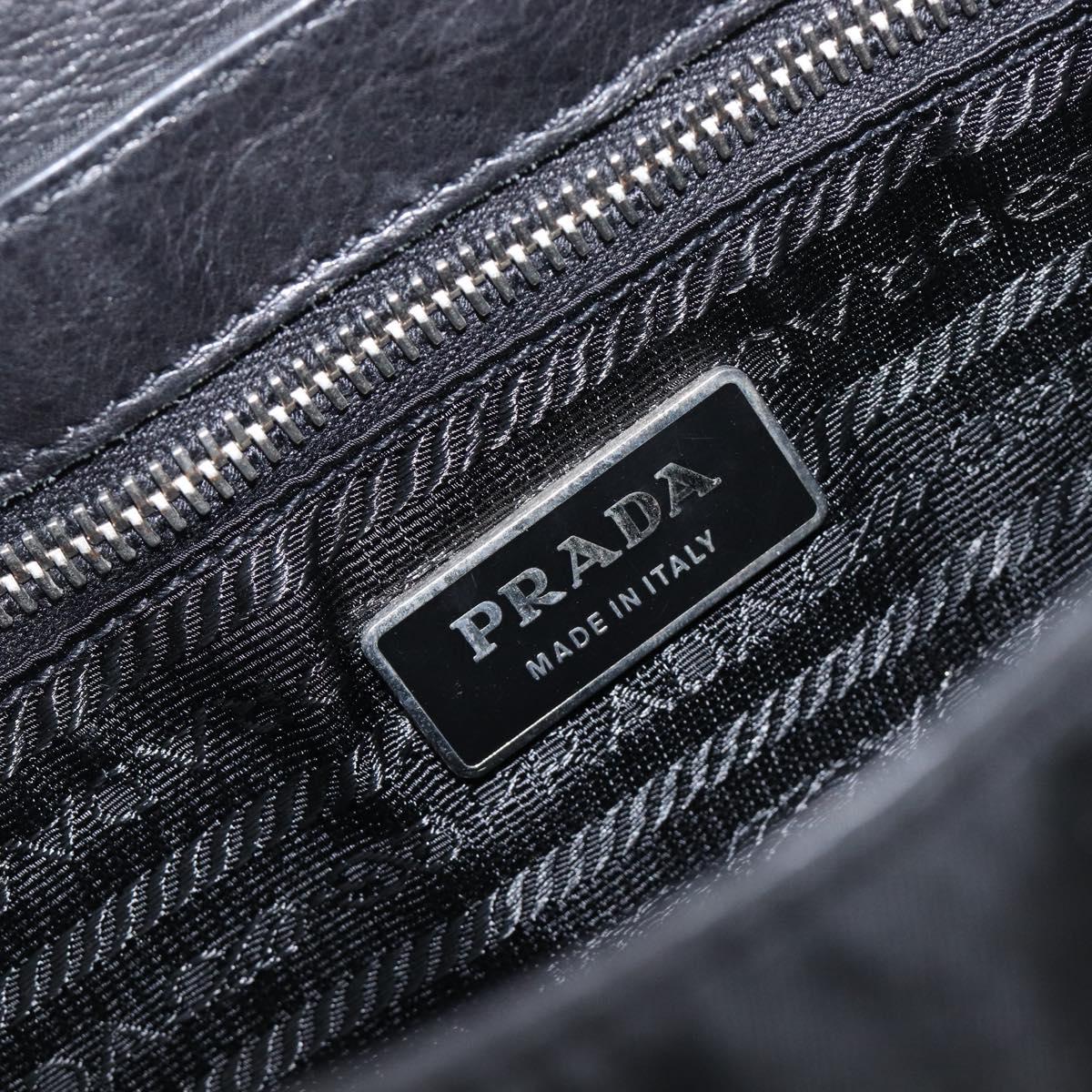 PRADA Hand Bag Nylon Black Silver Auth yk20793V