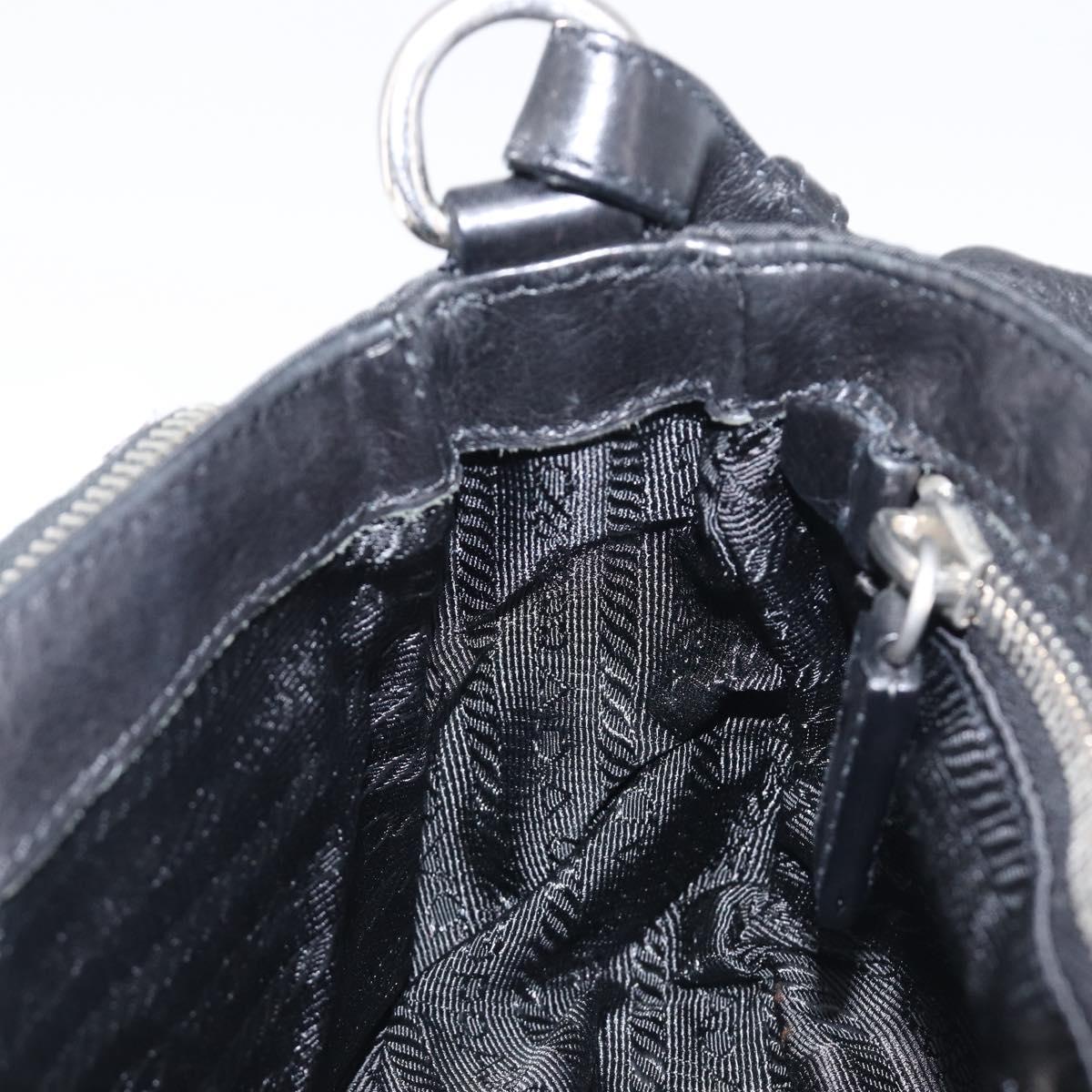 PRADA Hand Bag Nylon Black Silver Auth yk20793V